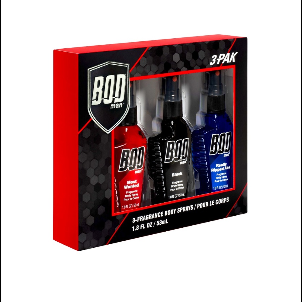 BOD Man Body Spray Trio Gift Set:
Black, Most Wanted, Really Ripped Abs